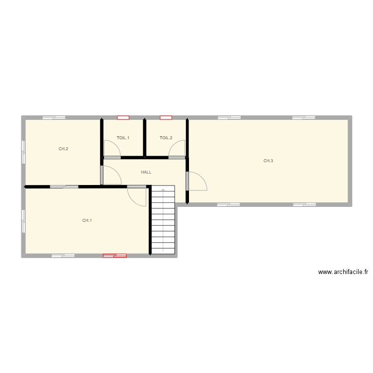 DORTOIT (ETAGE). Plan de 5 pièces et 62 m2