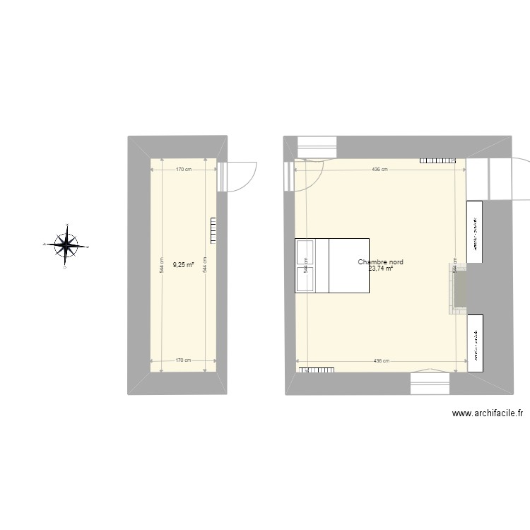 chambre nord. Plan de 0 pièce et 0 m2