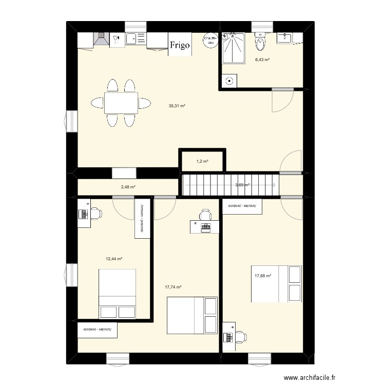 saint hipolyte. Plan de 8 pièces et 97 m2