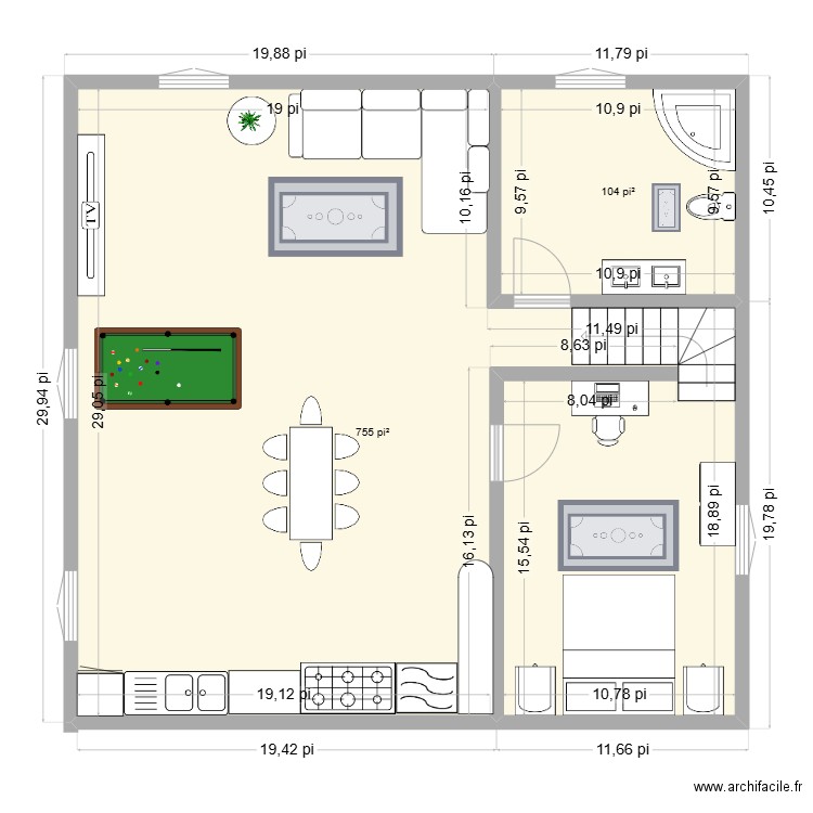 prijet maison. Plan de 2 pièces et 80 m2