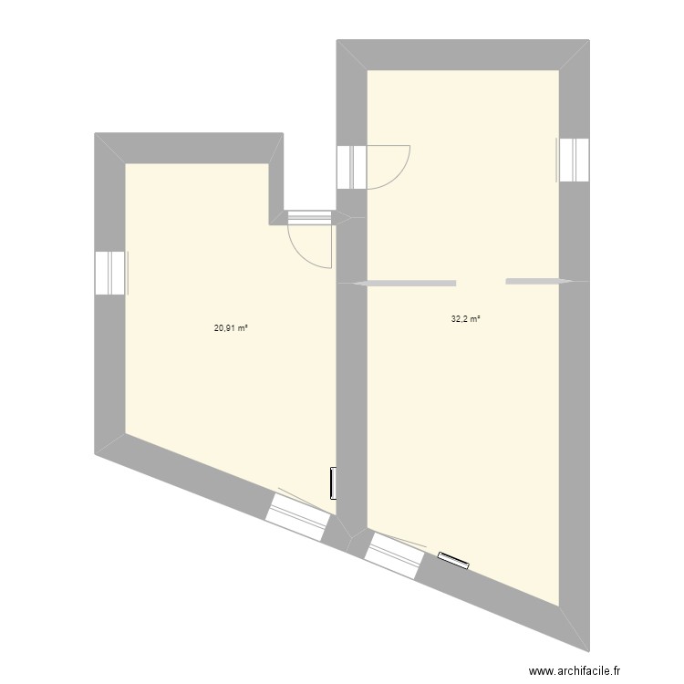 CHAMBRE ENFANTS. Plan de 2 pièces et 53 m2