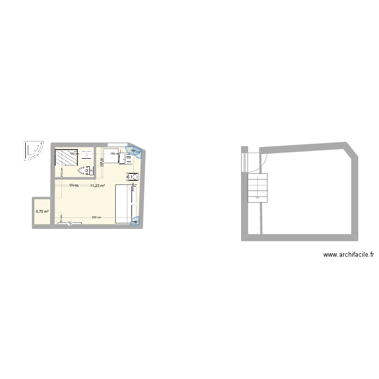 toady 2. Plan de 2 pièces et 12 m2