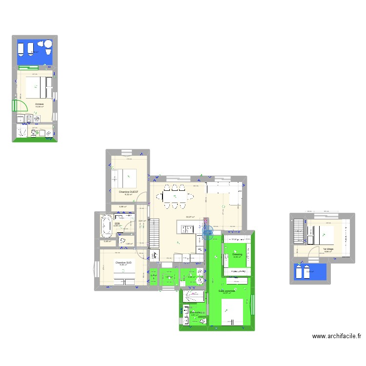 Maison PTZ extension 2.0. Plan de 20 pièces et 123 m2