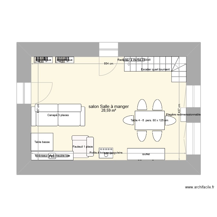 Salon Salle àmanger. Plan de 0 pièce et 0 m2