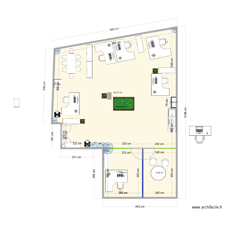 test. Plan de 4 pièces et 87 m2