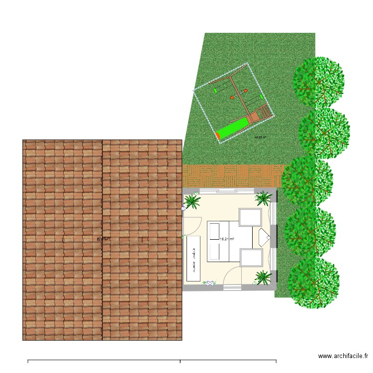 extension peille. Plan de 2 pièces et 59 m2