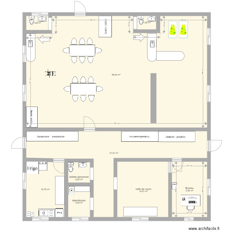 plan garderie 20 enfants 25x25. Plan de 0 pièce et 0 m2