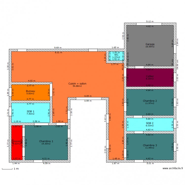 maison U. Plan de 0 pièce et 0 m2