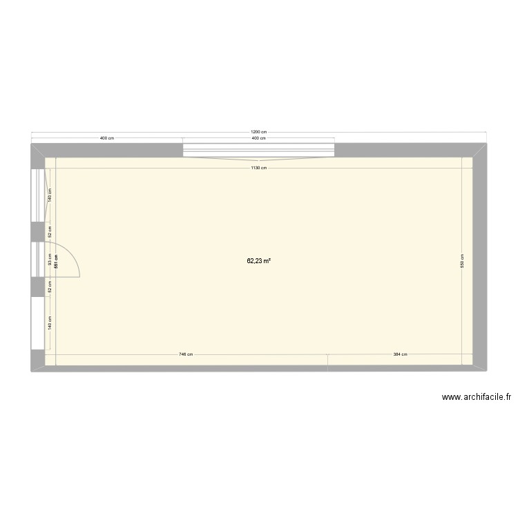 refaction verande. Plan de 1 pièce et 62 m2