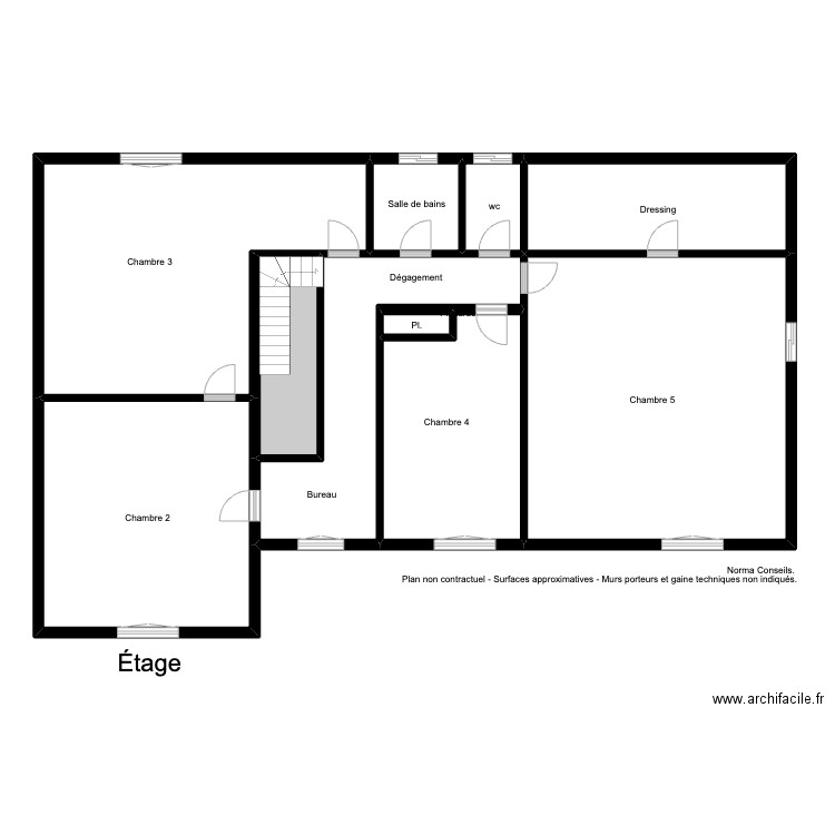 Plan Mammès Caen étage. Plan de 10 pièces et 195 m2