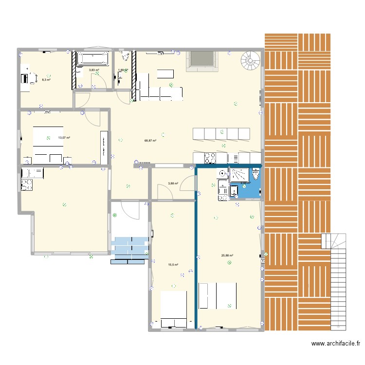 plan hésingue 3 chambres avec F2 ok. Plan de 9 pièces et 144 m2