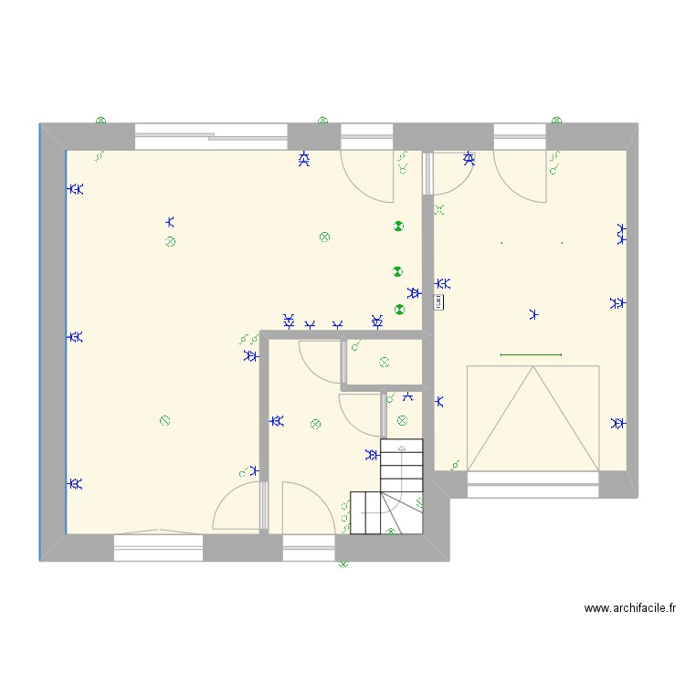 RDC FRED maison gauche. Plan de 2 pièces et 74 m2