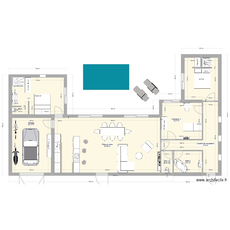 Prades le Lez. Plan de 8 pièces et 146 m2