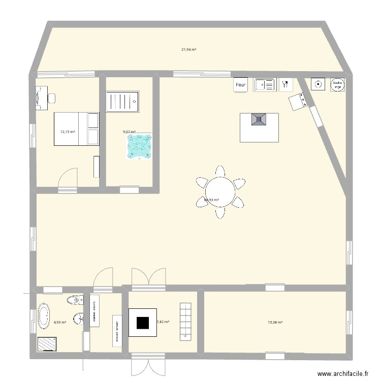 L'appartement de la réussite . Plan de 7 pièces et 160 m2