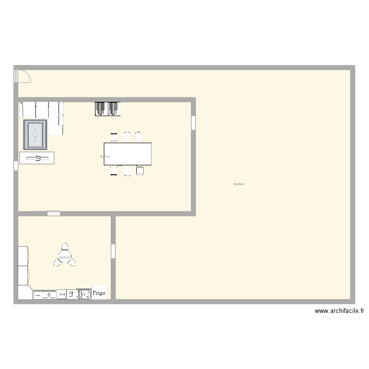 NC . Plan de 3 pièces et 287 m2