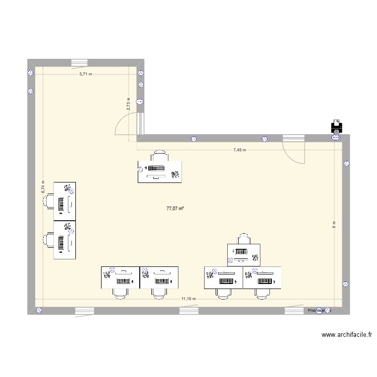 TDC_VF. Plan de 1 pièce et 77 m2