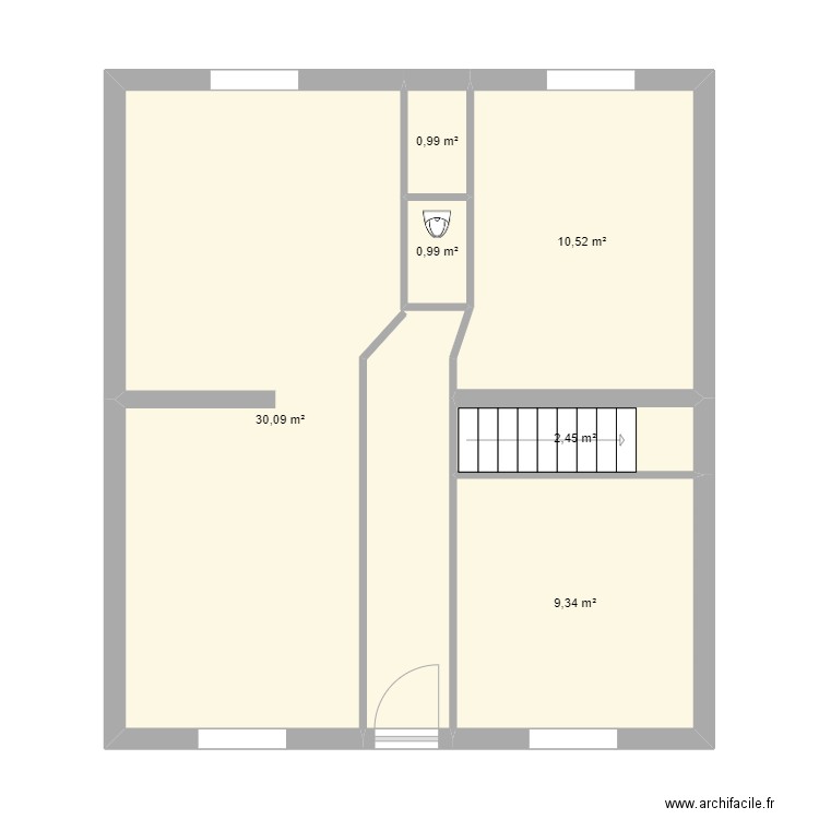 Plan lard. Plan de 6 pièces et 54 m2