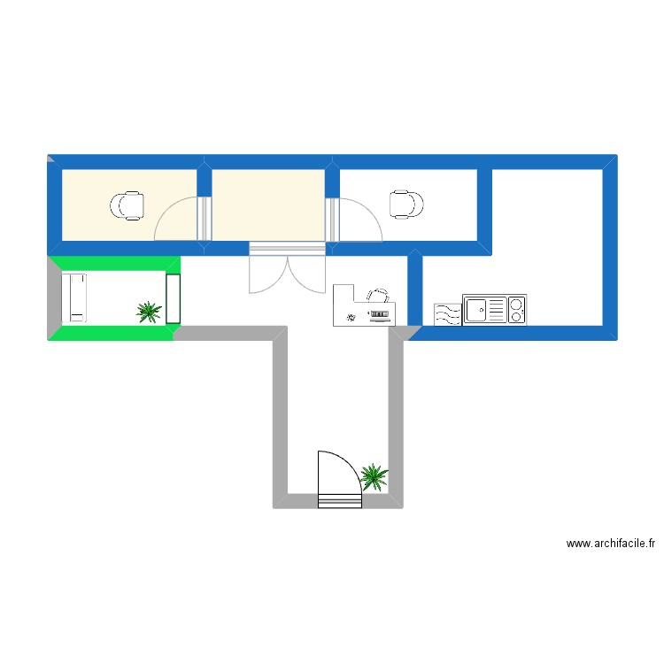 plan du cabinet dentaitre. Plan de 2 pièces et 6 m2