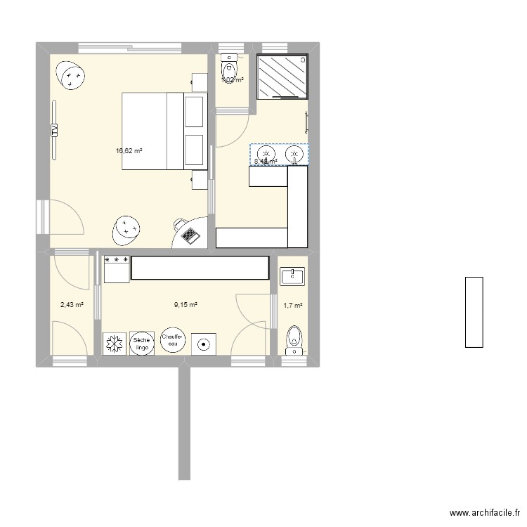 extension3. Plan de 6 pièces et 39 m2