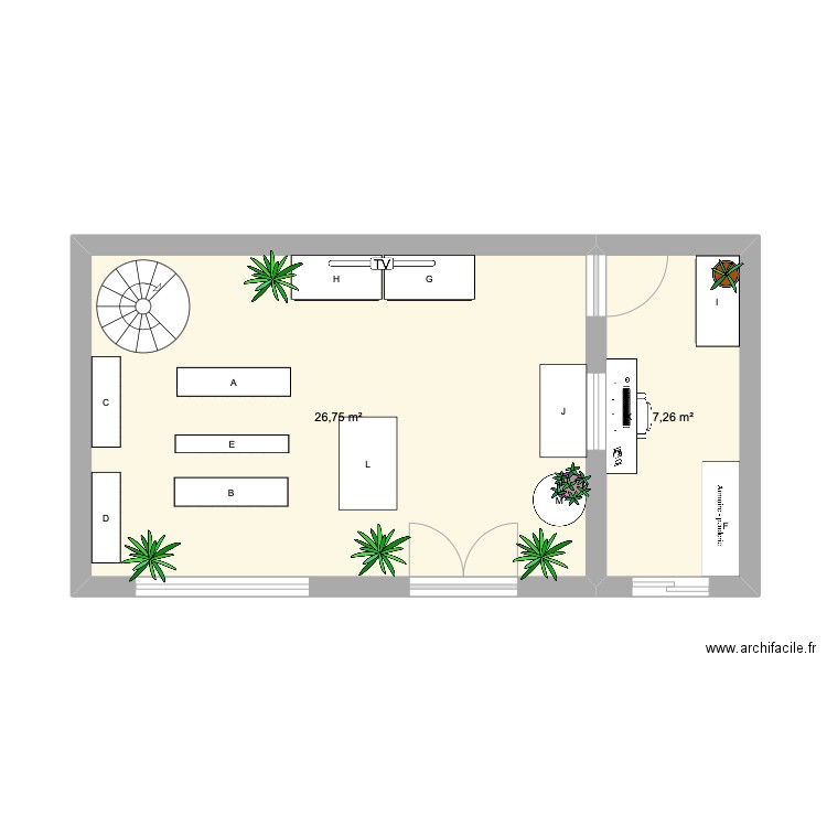 Exercice 2 p70. Plan de 2 pièces et 34 m2