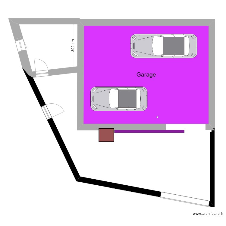 Projet clôture et porte de grange maçonnerie. Plan de 1 pièce et 63 m2