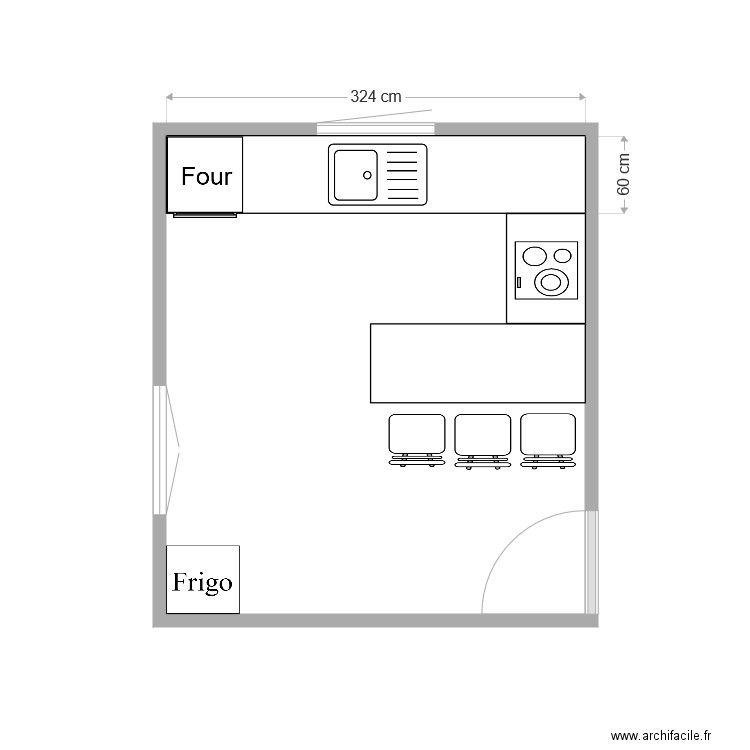 cuisine en U. Plan de 0 pièce et 0 m2