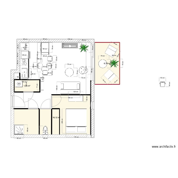 B22 02. Plan de 3 pièces et 25 m2