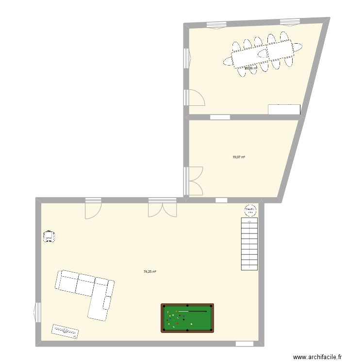 cenline 2 rdc. Plan de 3 pièces et 120 m2