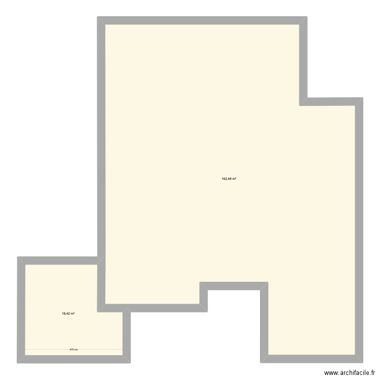 Rez-1. Plan de 2 pièces et 181 m2