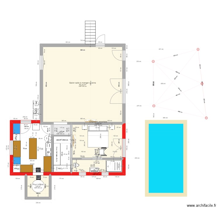 extension 6 maison Villerest. Plan de 5 pièces et 68 m2