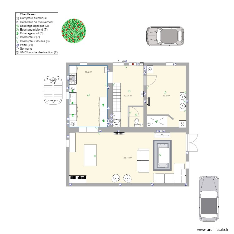 Elec maison. Plan de 0 pièce et 0 m2