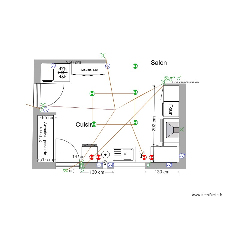 Electricité cuisine. Plan de 0 pièce et 0 m2