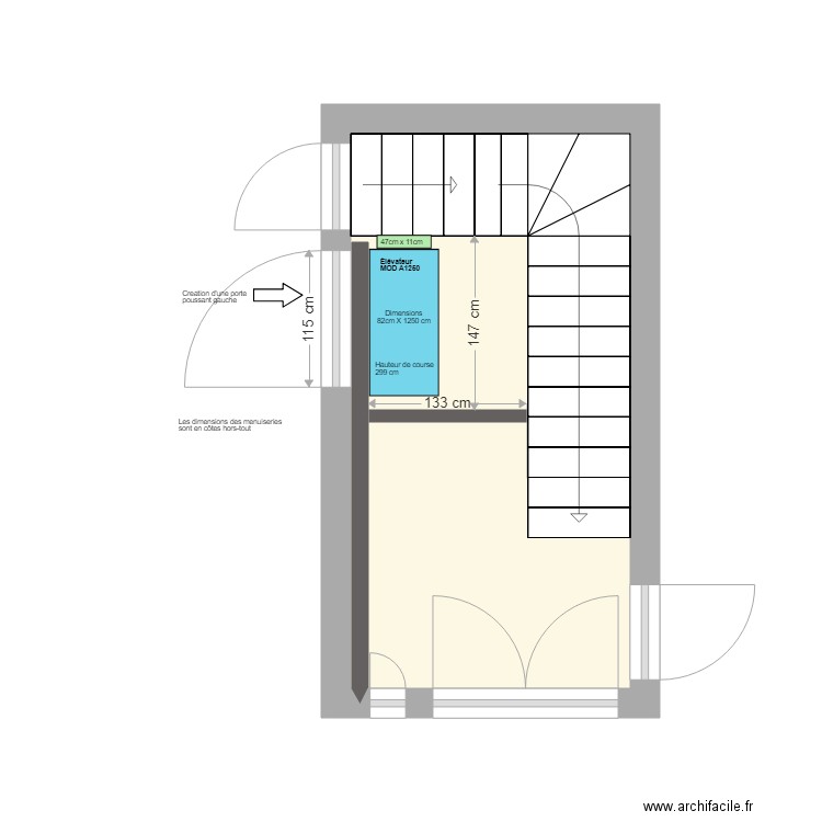 Élévateur LOFT2. Plan de 1 pièce et 10 m2