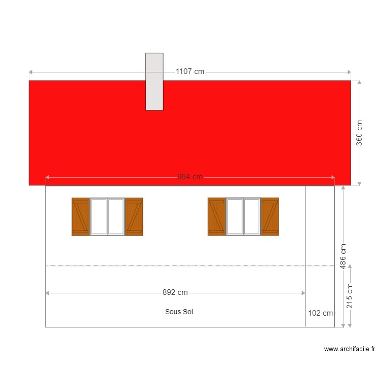 face coté Ouest avant projet. Plan de 0 pièce et 0 m2