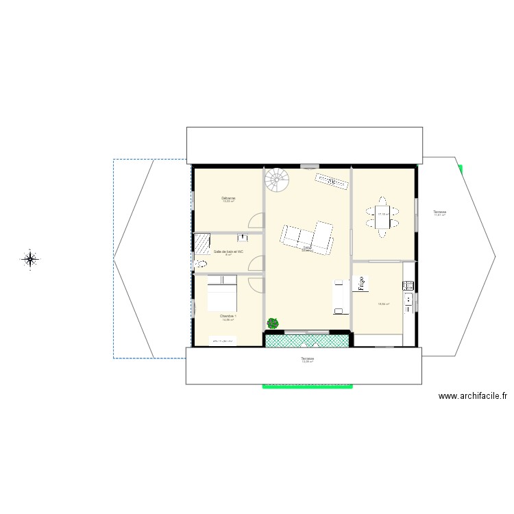 Cotting facade. Plan de 0 pièce et 0 m2