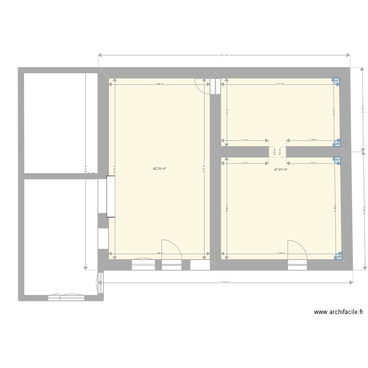 rdc existant. Plan de 0 pièce et 0 m2