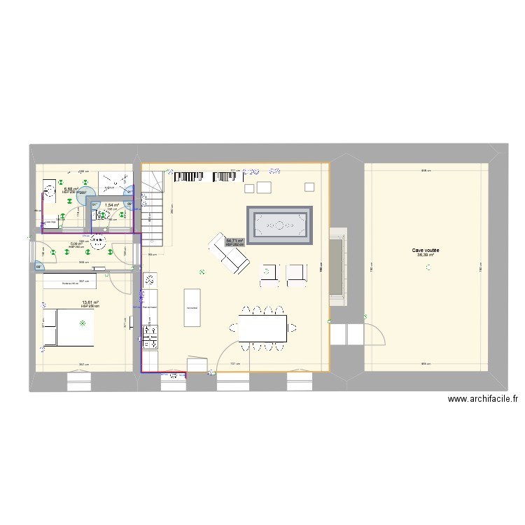 Rez de chaussée - Plomberie. Plan de 10 pièces et 173 m2