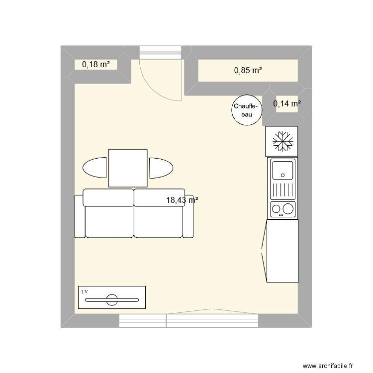 f2kalea. Plan de 4 pièces et 20 m2