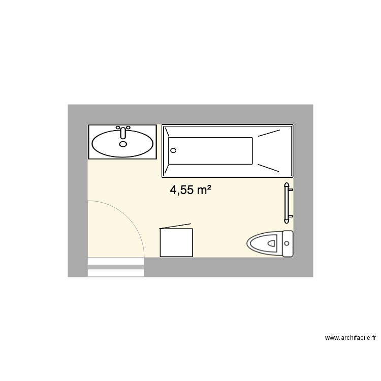 SDB - Plan 1 pièce 5 m2 dessiné par JPoironHaskett