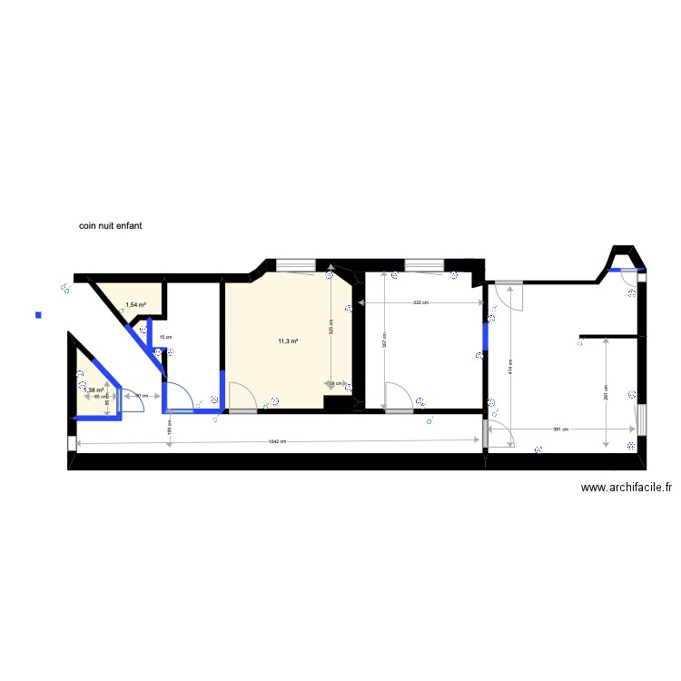 coin nuit (prises). Plan de 0 pièce et 0 m2