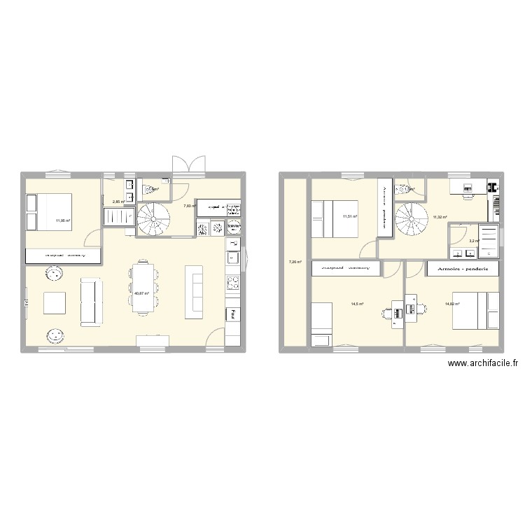 maison lafayette V4. Plan de 13 pièces et 129 m2