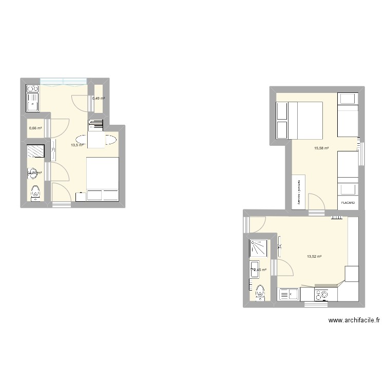 302. Plan de 7 pièces et 48 m2