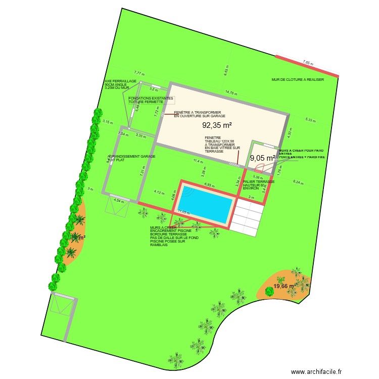 COTATIONS FONDATIONS. Plan de 2 pièces et 101 m2