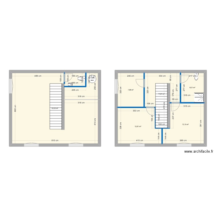 plans cloisons. Plan de 6 pièces et 105 m2