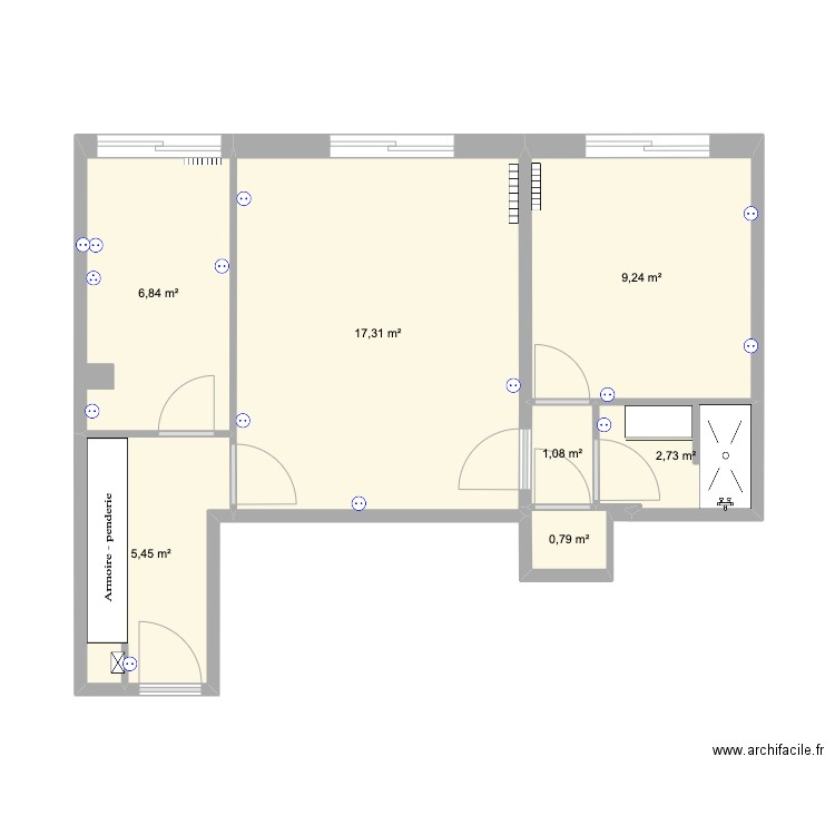 Le Joal V2. Plan de 7 pièces et 43 m2