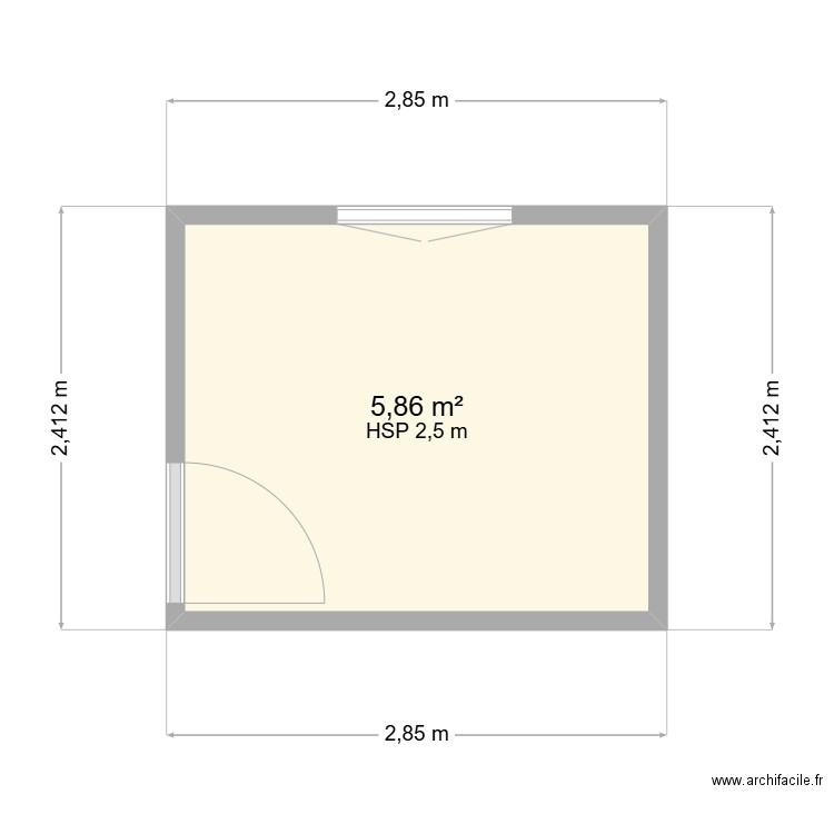 cabane. Plan de 1 pièce et 6 m2