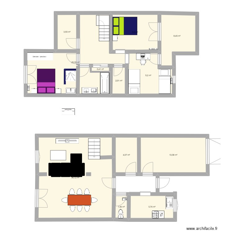 maisin V1. Plan de 12 pièces et 119 m2