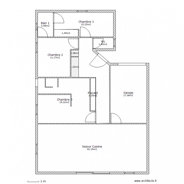 Plan maison 02 avec superficies. Plan de 0 pièce et 0 m2