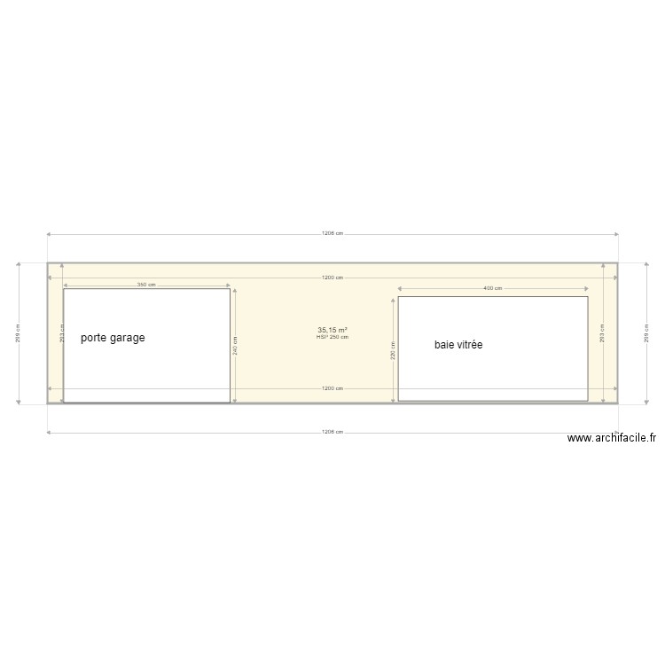 garage  sud. Plan de 1 pièce et 35 m2