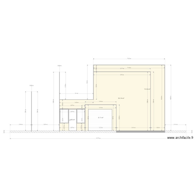  facade arrière . Plan de 0 pièce et 0 m2